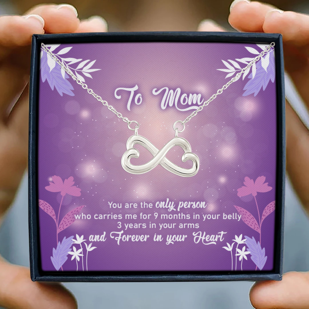 17 HG. To Mom 9 Months Message Card (4) Infinity Heart Necklace (Silver) 3