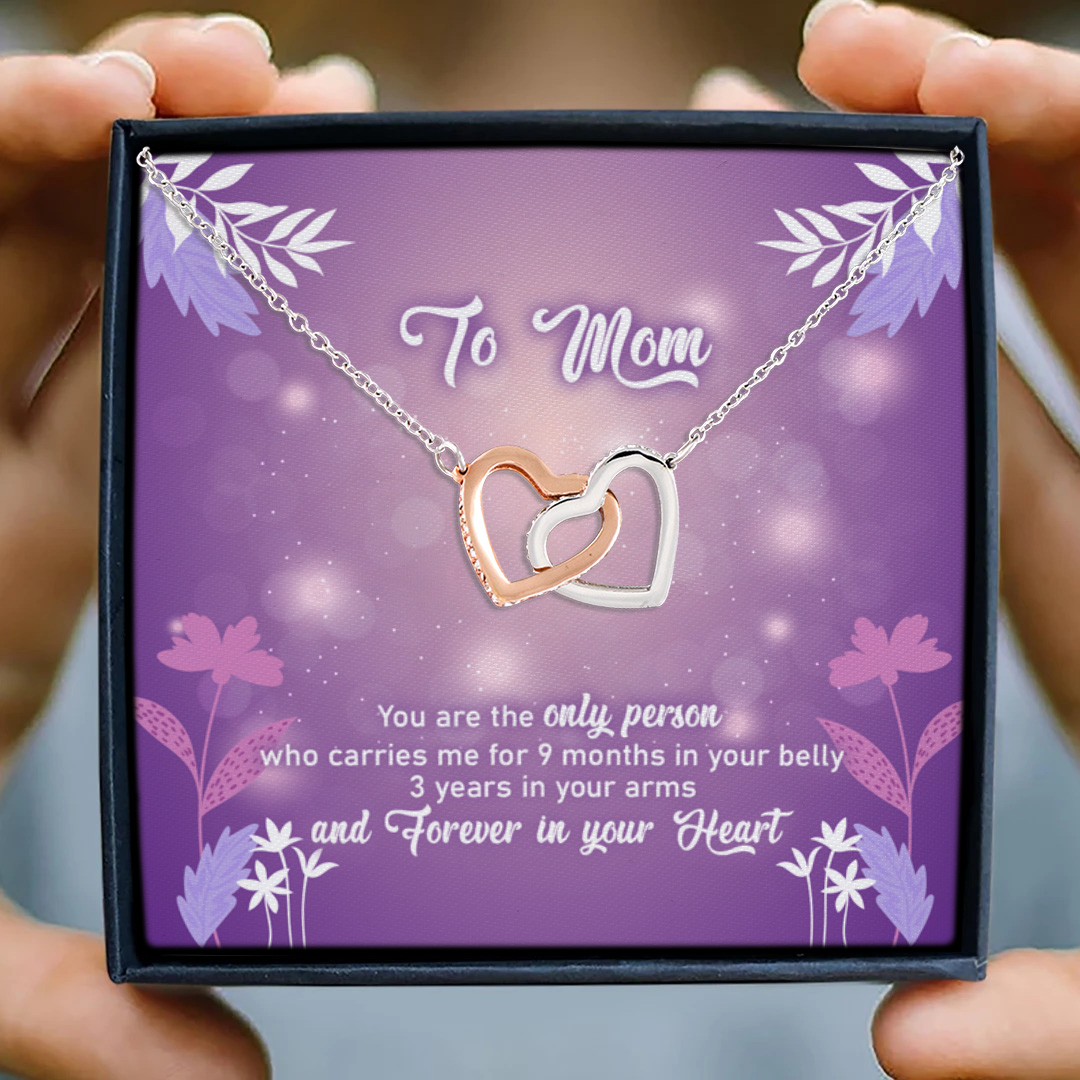 17 HG. To Mom 9 Months Message Card (4) Interlocking Hearts Necklace 3