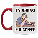 Enjoying My Coffee, White/Red, 11 oz. Accent Mug