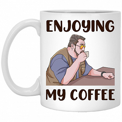 Enjoying My Coffee, White, 11 oz. White Mug