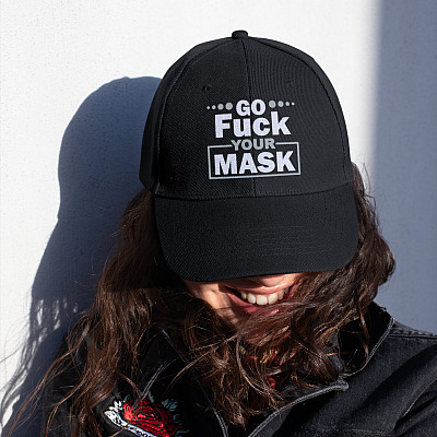 Alternative view of Go Fuck Your Mask Funny Twill Cap - High-Profile Snapback Hat - Anti Mask Trucker Hat