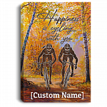 Personalized Happiness Is Cycling with You - Cyclist Couple Wrapped Framed Canvas Prints - Unframed Poster - Home Decor Wall Art, White, 0.75'' Framed Canvas