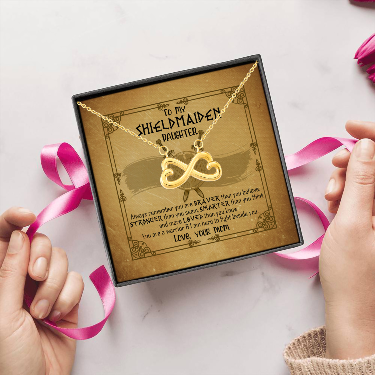 11Th. Shieldmaiden Daughter. Infinity Heart Necklace (Gold) 5