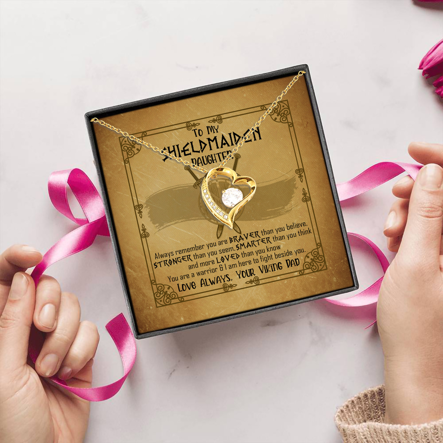 11Th. Shieldmaiden Daughter Forever Love Necklace (Gold) 5