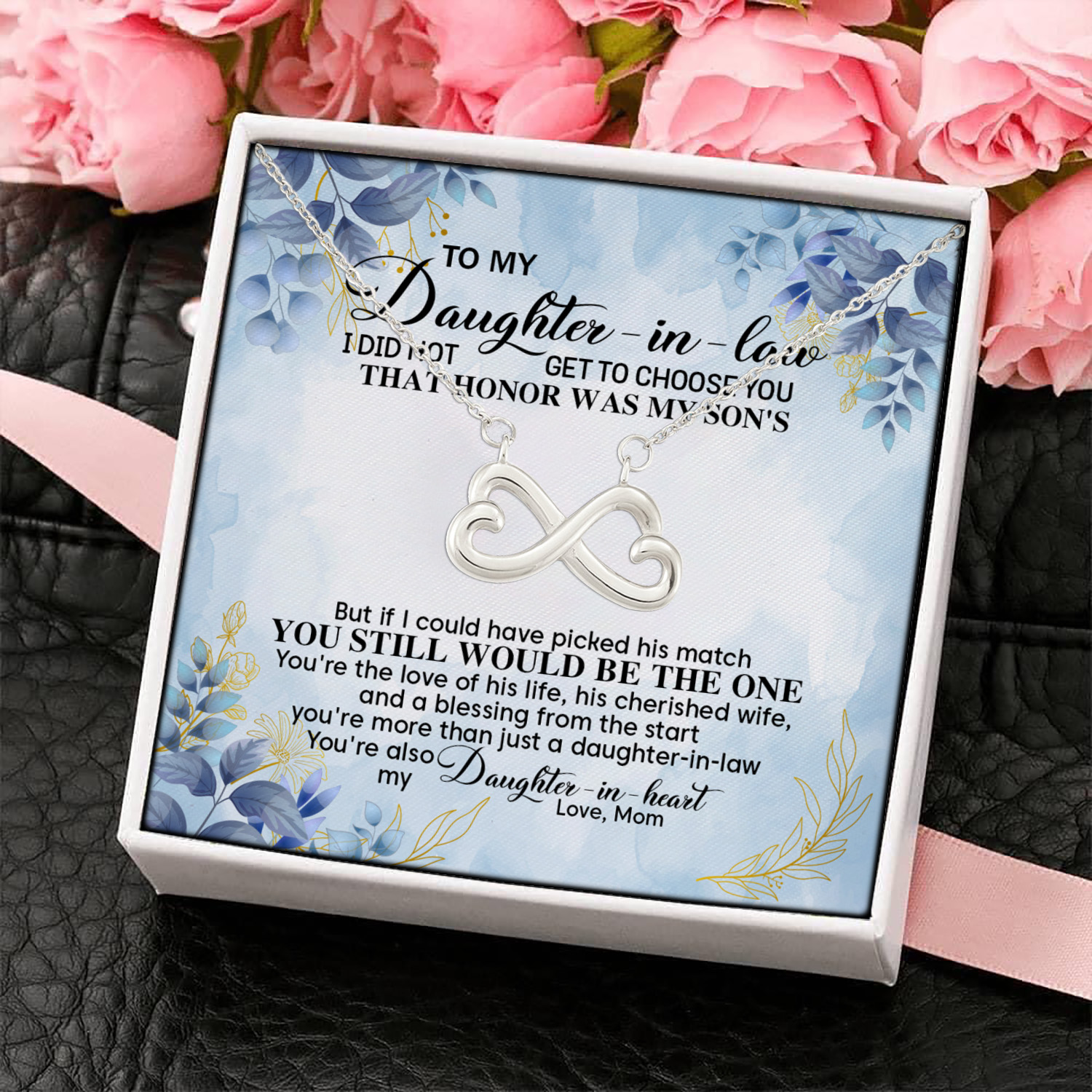 4O. Daughter In Law(4) Infinity Heart Necklace (Silver) 4