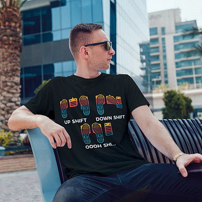 Alternative view of Up Shift Down Shift Oh Shit T-shirt - Funny Manual Transmission Racing Shirt