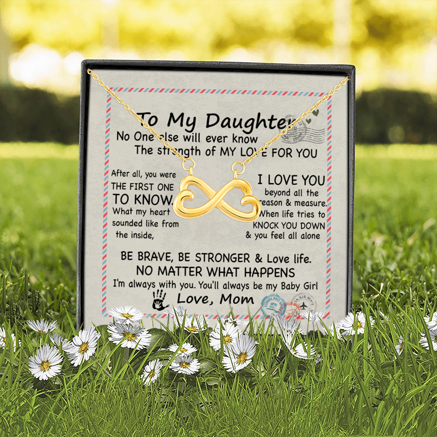 3O. To My Daughter No One Infinity Heart Necklace (Gold) 2