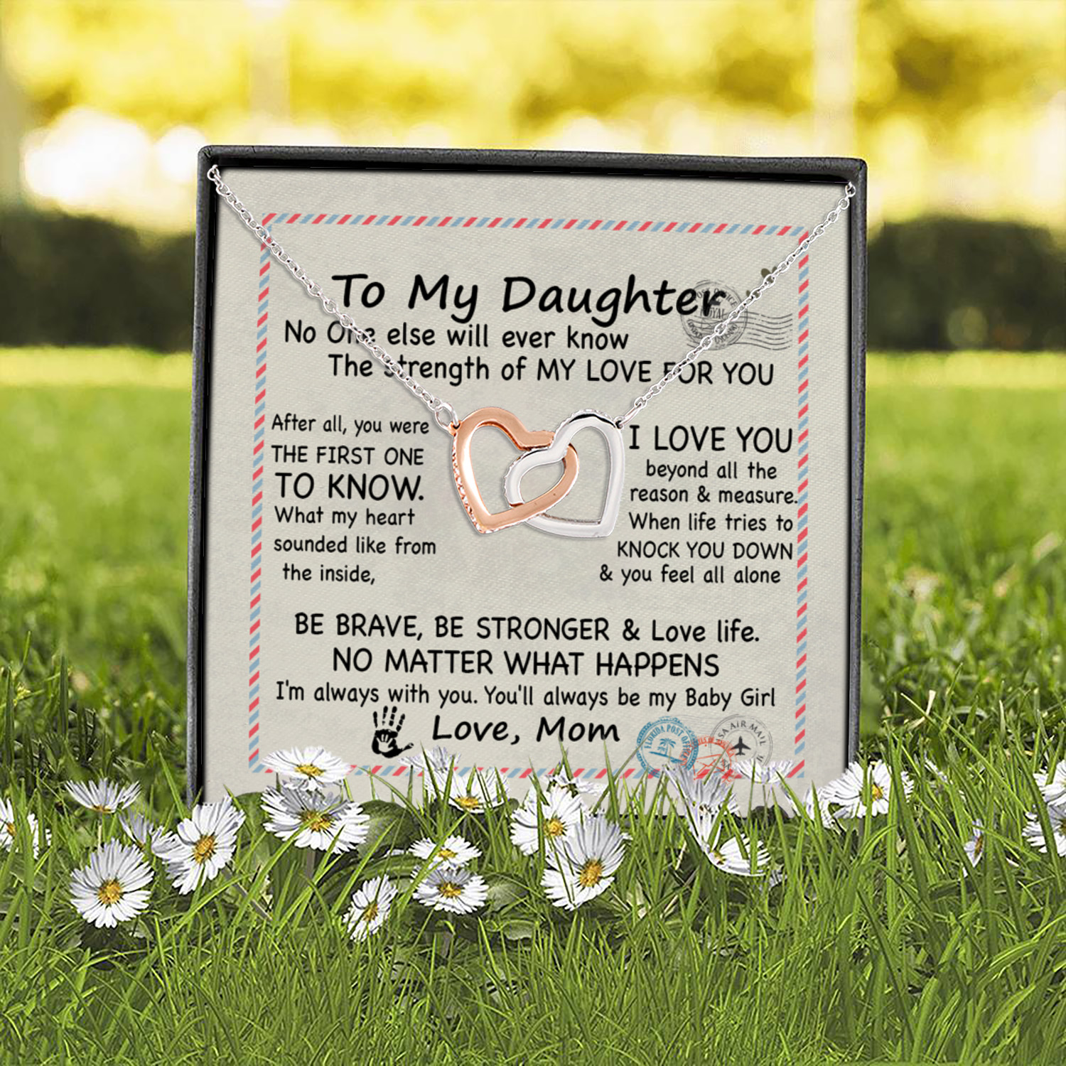 3O. To My Daughter No One Interlocking Hearts Necklace 2