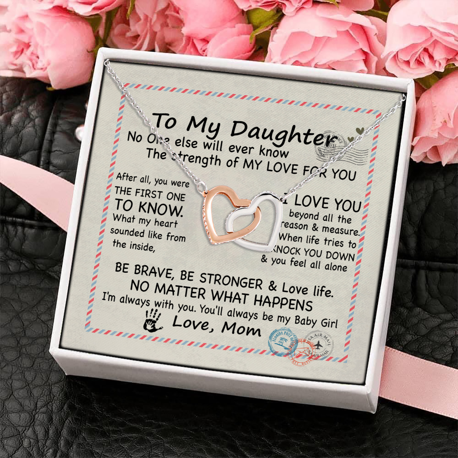 3O. To My Daughter No One Interlocking Hearts Necklace 4