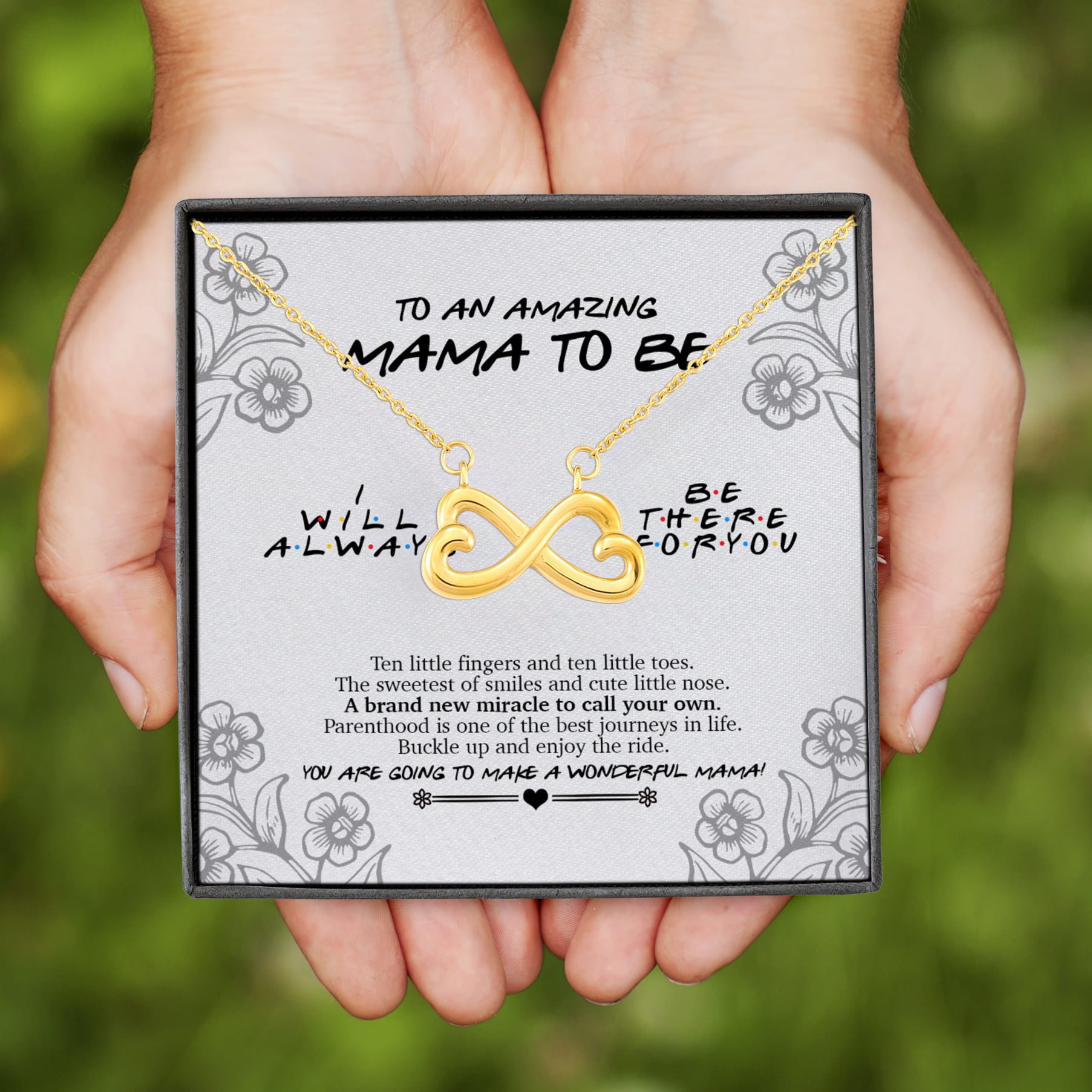 4VT. To An Amazing Mama To Be Infinity Heart Necklace (Gold)