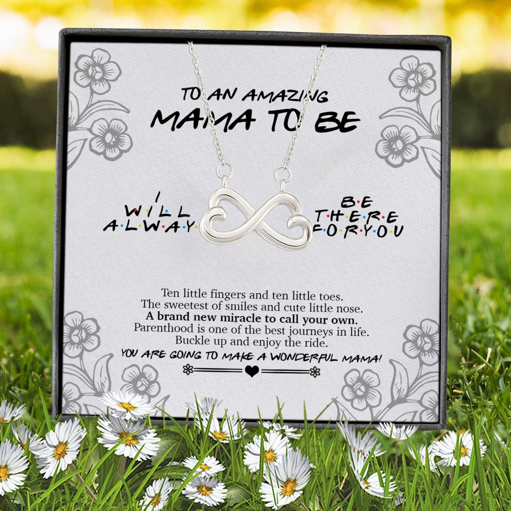 4VT. To An Amazing Mama To Be Infinity Heart Necklace (Silver) 7