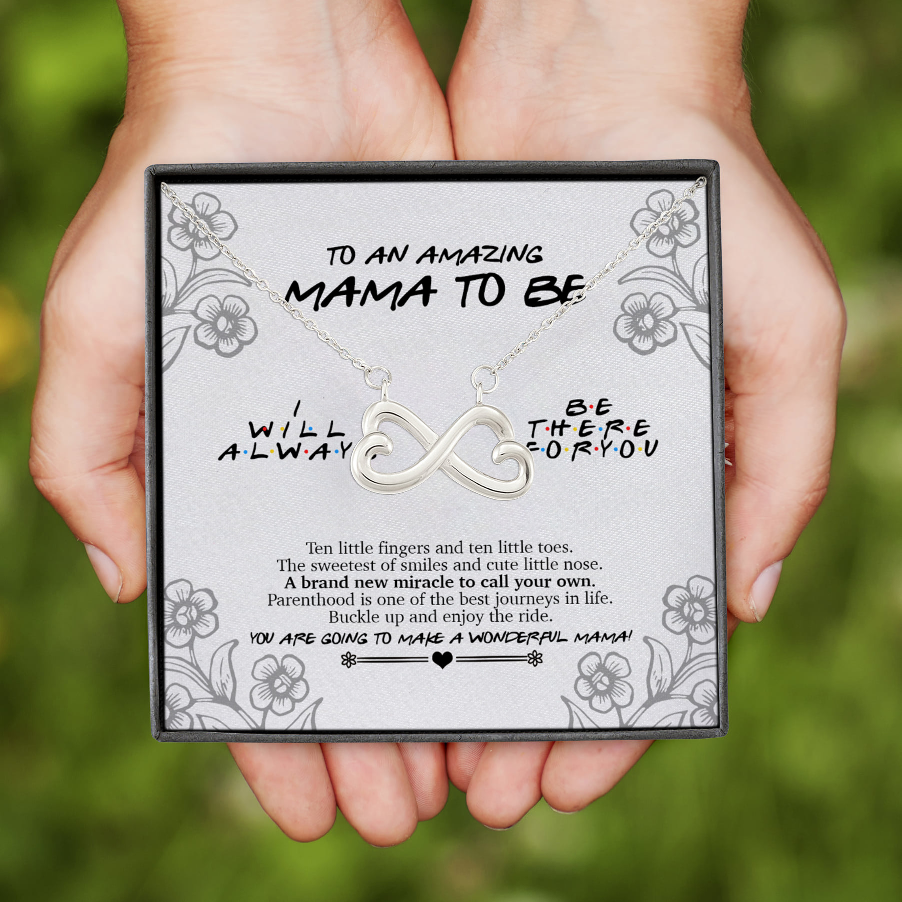 4VT. To An Amazing Mama To Be Infinity Heart Necklace (Silver)