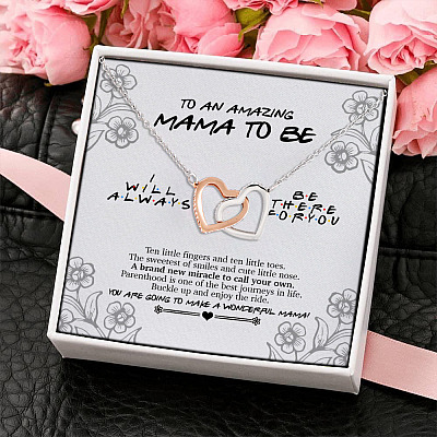 Alternative view of To An Amazing Mama To Be You Are Going To Make A Wonderful Mama Pregnancy Gift Interlocking Hearts Pendant Necklace