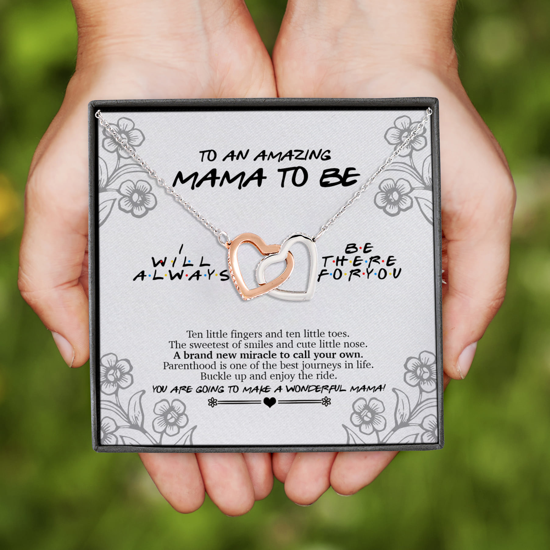 4VT. To An Amazing Mama To Be Interlocking Hearts Necklace