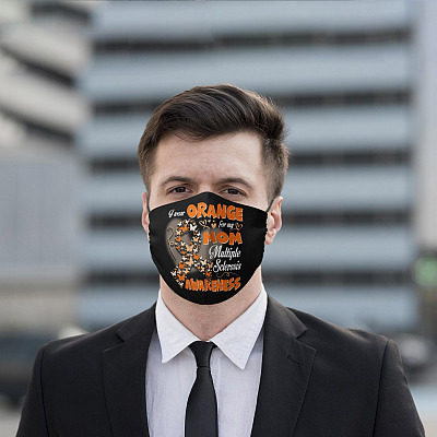 Alternative view of I Wear Orange for My Mom Multiple Sclerosis Washable Reusable Custom Printed Cloth Face Mask Cover
