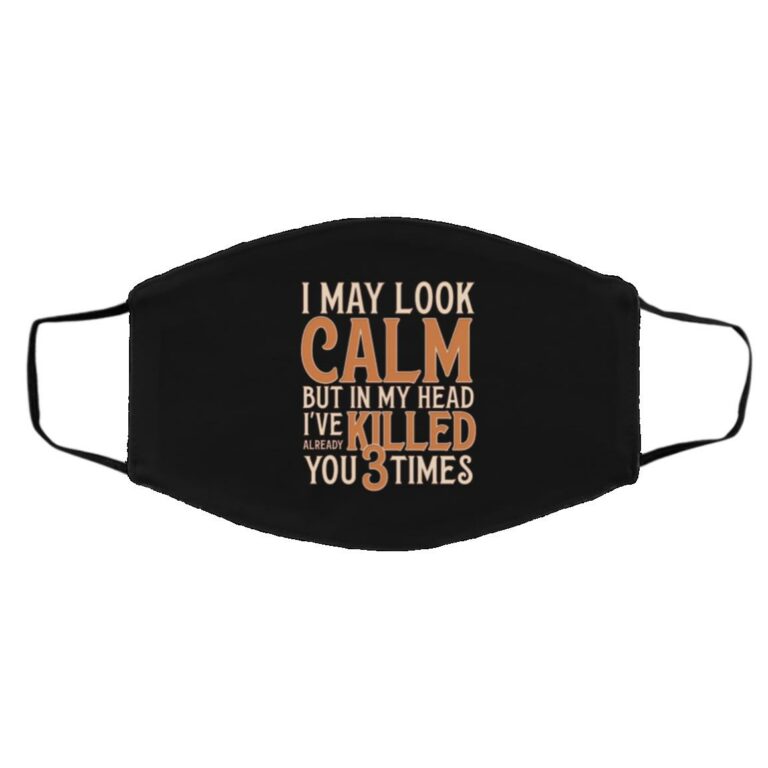 calm mask, Black, Cloth Face Cover – Medium/Large