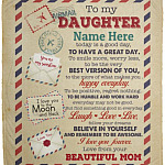 Personalized Daughter Blanket, White, Cozy Plush Fleece Blanket - 50x60