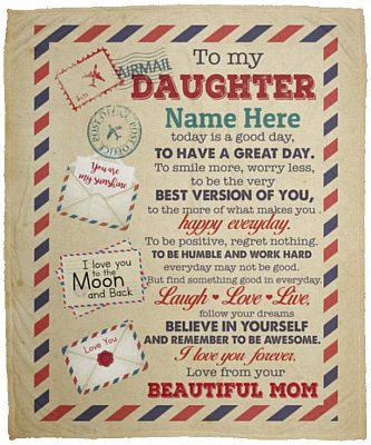 Personalized Daughter Blanket, White, Cozy Plush Fleece Blanket - 50x60