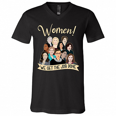 Influential Women Kamala Ruth Michelle Elizabeth - Women Empowerment Feminist T-Shirt - V-Neck, Black, V-Neck T-Shirt