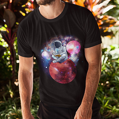 Alternative view of Astronaut Reading Books Shirt - Book Lover Shirt - Outer Space Shirt