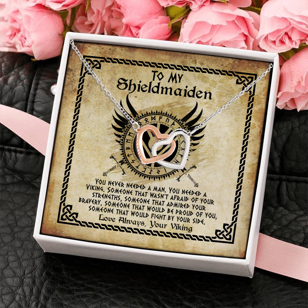 7VT. To My Shieldmaiden Never Needed A Man Interlocking Hearts Necklace 4