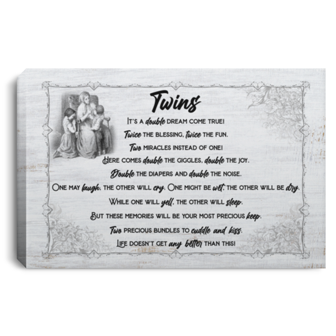 Twenty Tiny Fingers Mother's Day Twin Mom Gift Wrapped Framed Canvas - Unframed Poster - Home Wall Art, White, 0.75'' Framed Canvas Twenty Tiny Fingers Mother's Day Twin Mom Gift Wrapped Framed Canvas - Unframed Poster - Home Wall Art, White, 0.75'' Framed Canvas