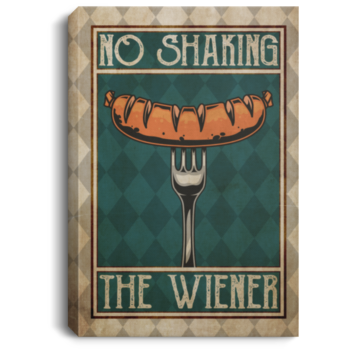Barbecue No Shaking The Wiener Funny Framed Canvas - Unframed Poster, White, 0.75'' Framed Canvas