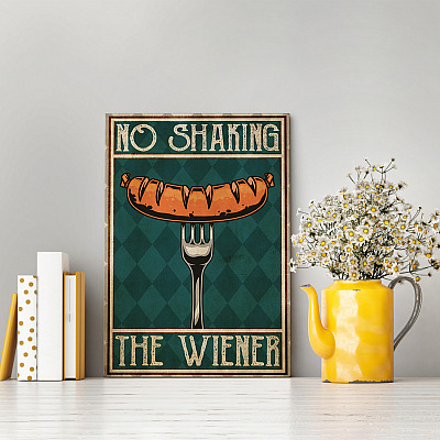 Alternative view of Barbecue No Shaking The Wiener Funny Framed Canvas - Unframed Poster