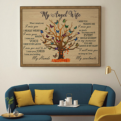 My Angel Wife I Miss You Framed Canvas - I Really Miss Your Smile I Miss Your Voice Unframed Poster