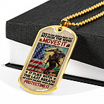 Our Flag Does Not Fly Because the Wind Moves It - Veteran Day Gifts Military Dog Tag Pendant Necklace - Dog Tag (Gold Plated)