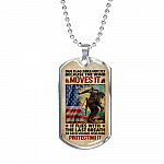 Our Flag Does Not Fly Because the Wind Moves It - Veteran Day Gifts Military Dog Tag Pendant Necklace - Dog Tag (Silver)