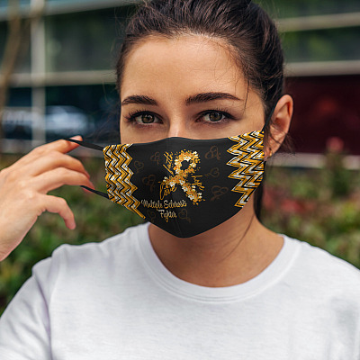 Alternative view of Faith Hope Love Multiple Sclerosis Fighter Washable Reusable Custom Printed Cloth Face Mask Cover