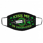 Kiss Me I'm Vaccinated, Black, Cloth Face Cover – Medium/Large