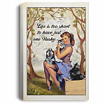 Life Is Too Short To Have Just One Husky Gallery Wrapped Framed Canvas Prints-Poster-Home Decor Wall Art, White, 0.75'' Framed Canvas