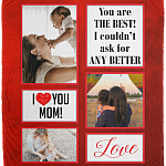Personalized Photo I Love You Mom You're The Best Fleece Blanket - Mink Sherpa Blanket - Woven Blanket, White, Cozy Plush Fleece Blanket - 50x60