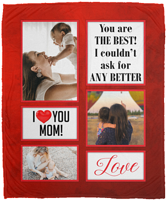 Personalized Photo I Love You Mom You're The Best Fleece Blanket - Mink Sherpa Blanket - Woven Blanket, White, Cozy Plush Fleece Blanket - 50x60