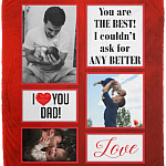 Personalized Photo I Love You Dad You're The Best Fleece Blanket - Mink Sherpa Blanket - Woven Blanket, White, Cozy Plush Fleece Blanket - 50x60