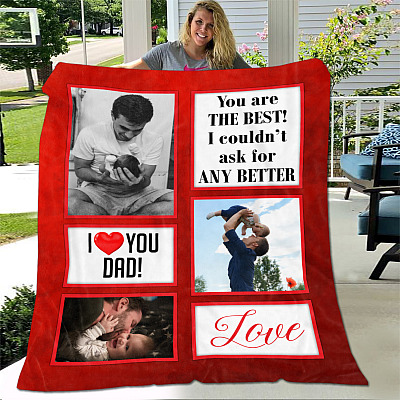 Alternative view of Personalized Photo I Love You Dad You're The Best Fleece Blanket - Mink Sherpa Blanket - Woven Blanket