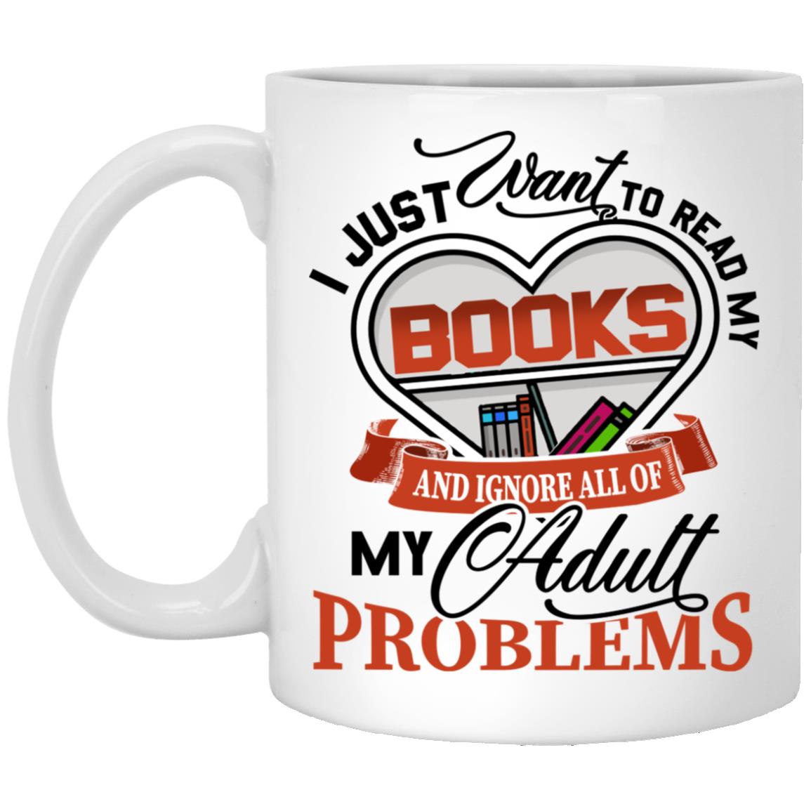 Books Mug, White, 11 oz. White Mug Books Mug, White, 11 oz. White Mug