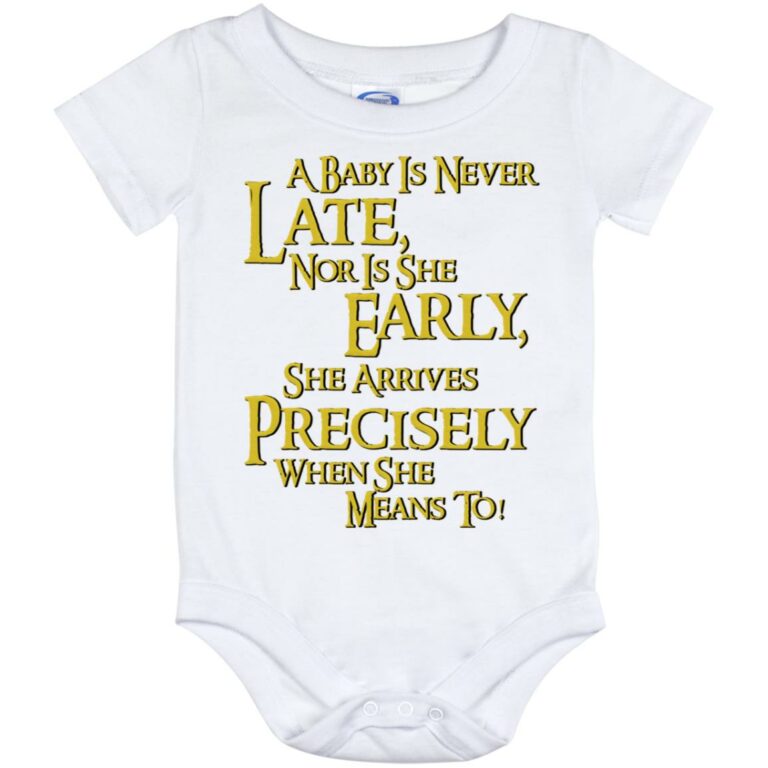 A Baby Is Never Late LOTR Baby Onesie, White, Baby Onesie - 12 Month