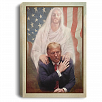 Jesus Got Trump Back Framed Canvas - Unframed Poster - Trump With Jesus Home Decor, White, 0.75'' Framed Canvas