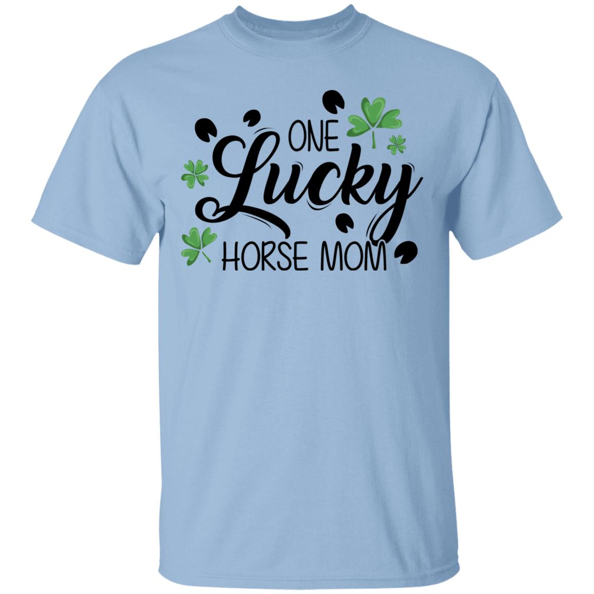 One Lucky Horse Mom, Light Blue, Unisex T-Shirt