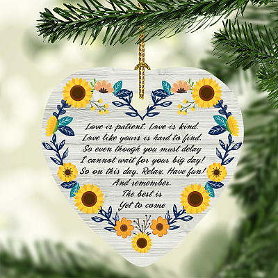 Love Is Patient Love Is Kind Decorative Christmas Ornament - Flat Heart Ornament - Quarantined Wedding Gift