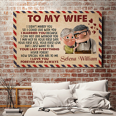 Personalized to My Wife I Didn't Marry You so I Could Live - Air Mail Letter Couple Framed Canvas - Unframed Poster