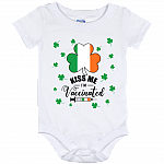 Kiss Me I'm Vaccinated St Patrick's Day Shamrock Baby Onesie - Baby Infant Bodysuit, White, Baby Onesie - 12 Month