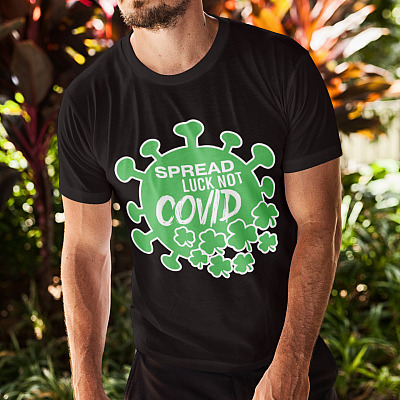 Alternative view of St Patrick's Day Spread Luck Not Covid Funny 2021 T-shirt - V-neck - Funny St Patrick's Day Quarantine Shirt