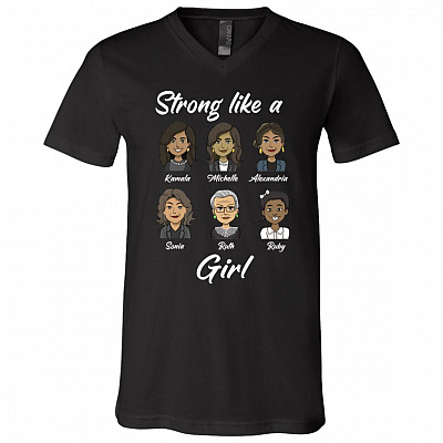 strong vneck, Black, V-Neck T-Shirt