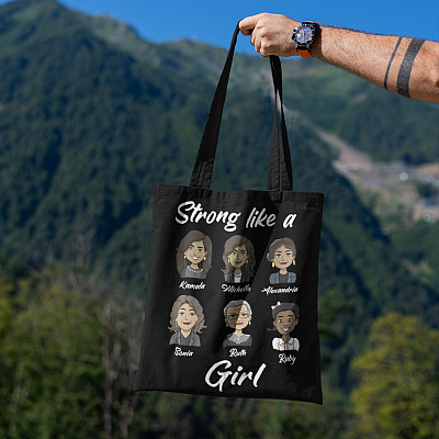 Alternative view of Kamala Michelle Ruth Alexandria Strong Like a Girl - Influential Women Feminist All Over Print Tote Bag - Shoulder Bag