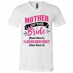 Personalized Mother Of The Bride, White, V-Neck T-Shirt