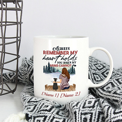 Alternative view of Personalized Loss of Dog Memorial Gift - My Heart Holds You When My Arms Cannot Ceramic Coffee Mug